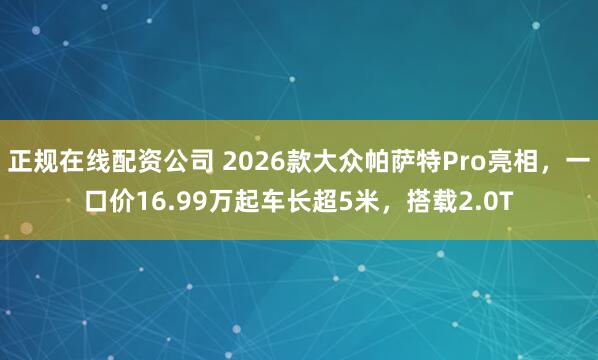 正规在线配资公司 2026款大众帕萨特Pro亮相，一口价16.99万起车长超5米，搭载2.0T